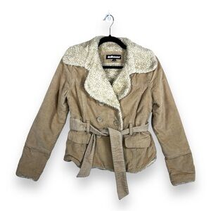 Y2K ERA DOLLHOUSE BRAND JACKET BELTED FAUX FUR LINED LONG SLEEVE  MEDIUM